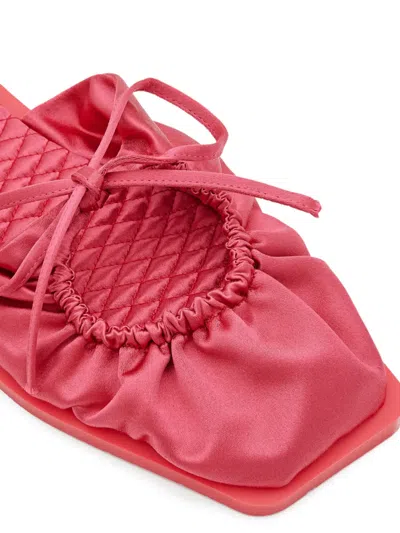 绗缝系带平底穆勒鞋