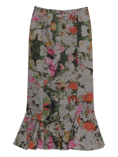 花卉图案中长半身裙