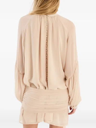 Rotate Birger Christensen Rotate Birgerchristensen Chiffon Dress With Shoulder Straps And Tie In Neutral