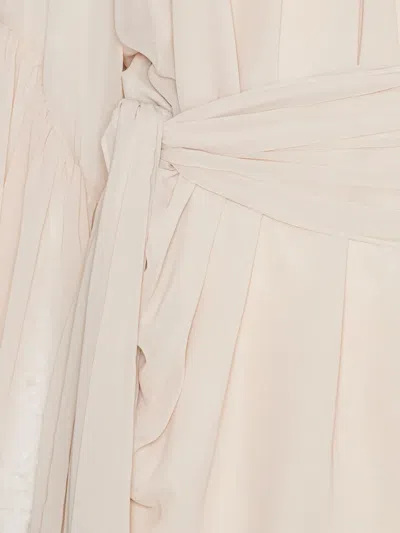 Rotate Birger Christensen Rotate Birgerchristensen Chiffon Dress With Shoulder Straps And Tie In Neutral