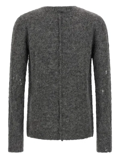 Thom Krom Crew-neck Distressed Sweater In Gray