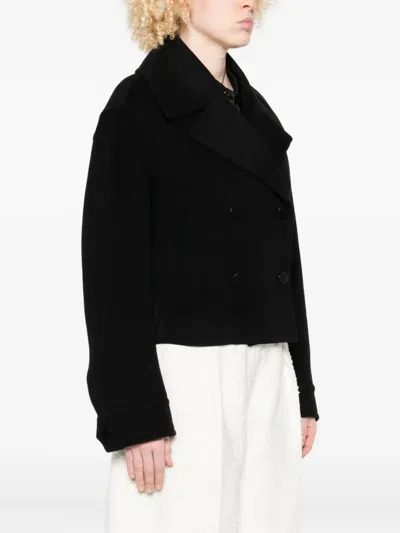 Joseph Double-breasted Cropped Jacket In Black