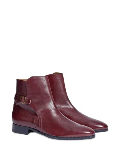 Fursac Ankle-strap Leather Boots In Burgundy