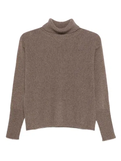Arovescio Turtleneck Ribbed Sweater In Brown