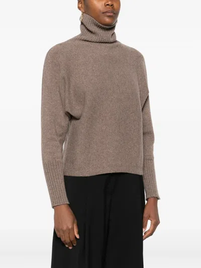Arovescio Turtleneck Ribbed Sweater In Brown