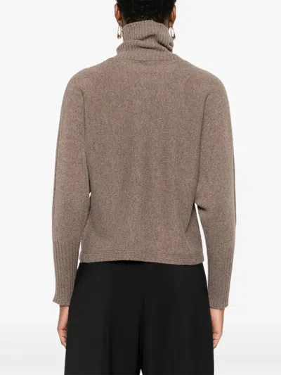 Arovescio Turtleneck Ribbed Sweater In Brown