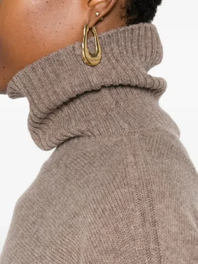 Arovescio Turtleneck Ribbed Sweater In Brown