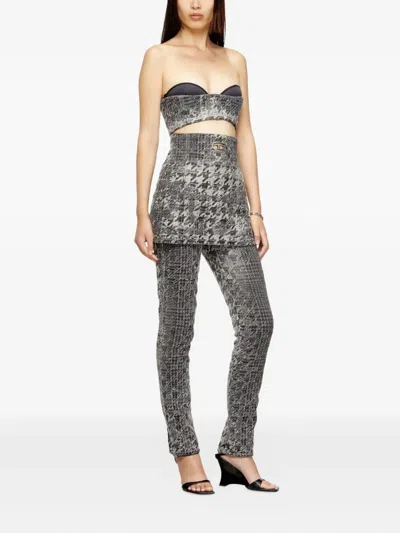 Diesel Abstract Textured Bodysuit With Structured Bust In Multi
