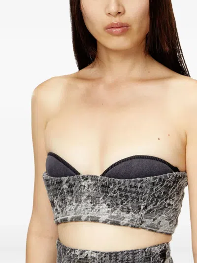 Diesel Abstract Textured Bodysuit With Structured Bust In Multi