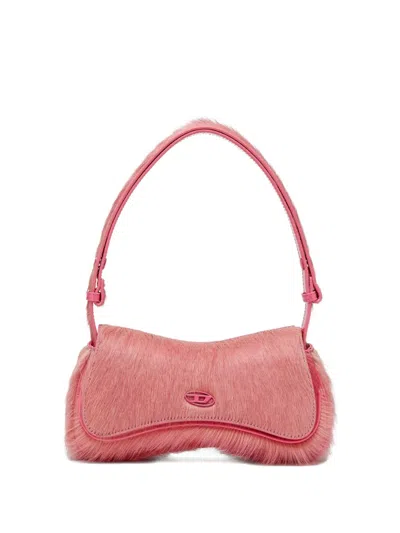 Diesel Play-clutch In Coloured Hairy Leather In Pink