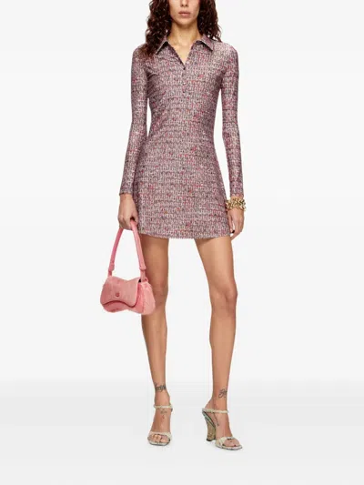 Diesel Play-clutch In Coloured Hairy Leather In Pink