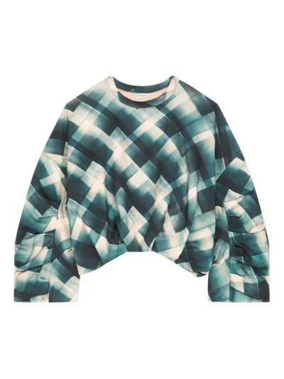 Dries Van Noten Geometric-print Sweatshirt In Green