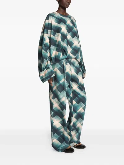 Dries Van Noten Geometric-print Sweatshirt In Green