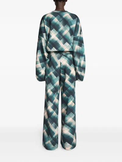 Dries Van Noten Geometric-print Sweatshirt In Green