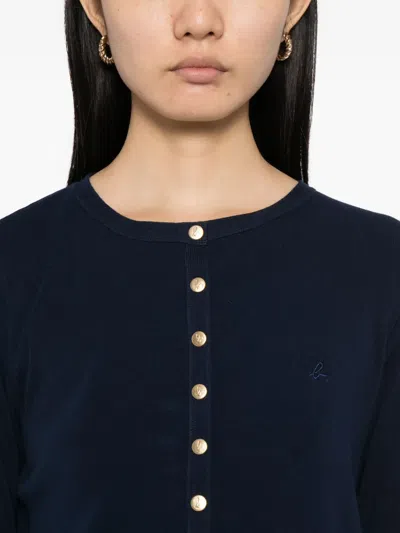 Agnès B. Logo Snap Cardigan In Blue