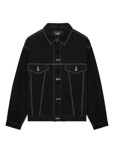 Comme Des Garçons Homme Deux Denim Jacket With Notched Lapels And Pockets In Black