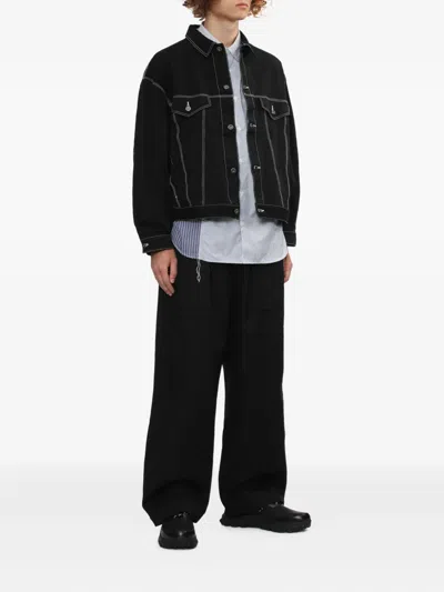 Comme Des Garçons Homme Deux Denim Jacket With Notched Lapels And Pockets In Black