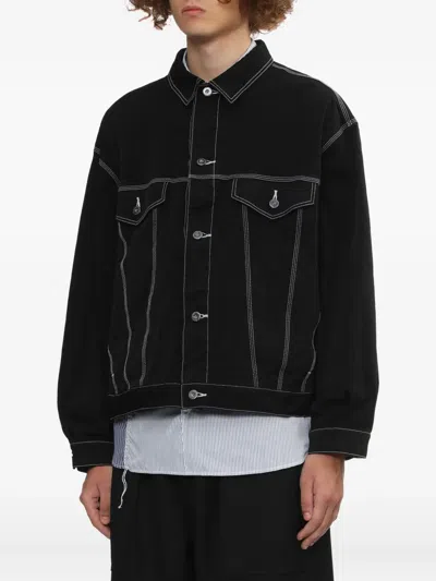 Comme Des Garçons Homme Deux Denim Jacket With Notched Lapels And Pockets In Black