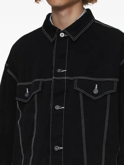 Comme Des Garçons Homme Deux Denim Jacket With Notched Lapels And Pockets In Black
