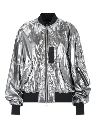 Junya Watanabe Metallic Effect Bomber Jacket In Silver