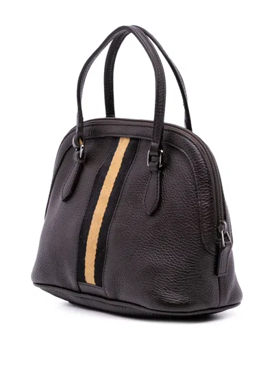 Pre-owned Gucci 2016-2025 Mini Leather Web Dome Satchel In Brown