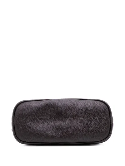 Pre-owned Gucci 2016-2025 Mini Leather Web Dome Satchel In Brown