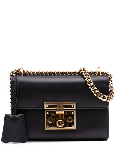 Pre-owned Gucci 2016-2025 Small Leather Padlock Crossbody Bag In Black