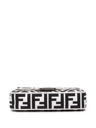 Pre-owned Fendi 2000-2010 Zucca Embroidered Canvas Baguette Satchel In Black