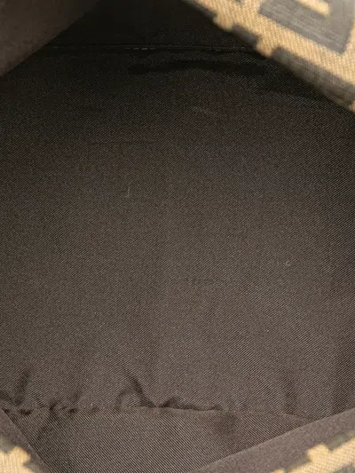 Pre-owned Fendi 2000-2010 Zucca Canvas Double Flap Shoulder Bag In Brown