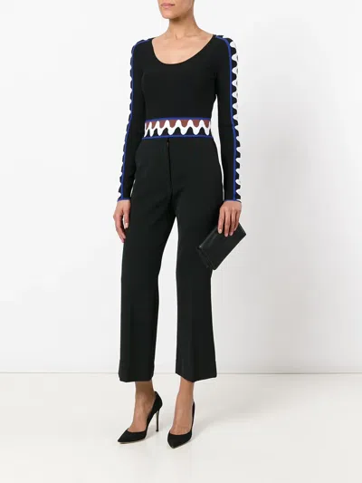 Pucci Wave Pullover Crop Top In Black