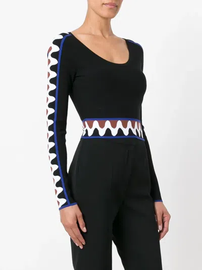 Pucci Wave Pullover Crop Top In Black
