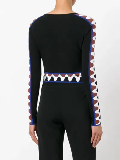 Pucci Wave Pullover Crop Top In Black