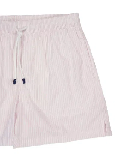 Fedeli Madeira Striped Drawstring Swim Shorts In White