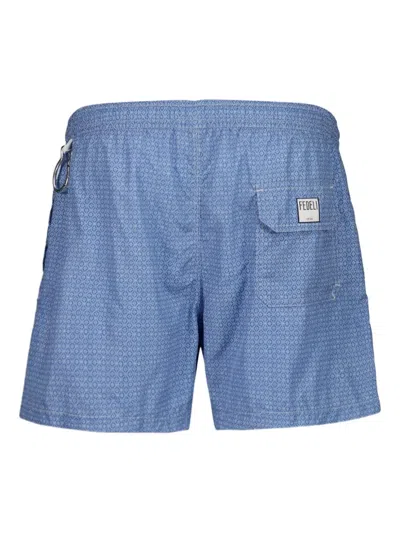 Fedeli Madeira Patterned Swim Shorts In Blue