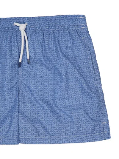 Fedeli Madeira Patterned Swim Shorts In Blue
