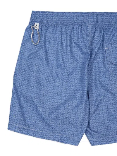 Fedeli Madeira Patterned Swim Shorts In Blue