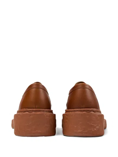 Camperlab Lace-up Leather Platform Shoes In Brown