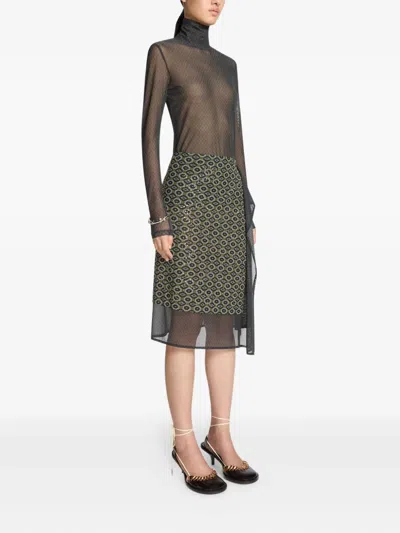 Dries Van Noten Asymmetric Skirt Featuring Geometric Design In Green