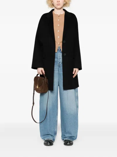 The Dynamis Studio Oxford Button Wool Coat In Black