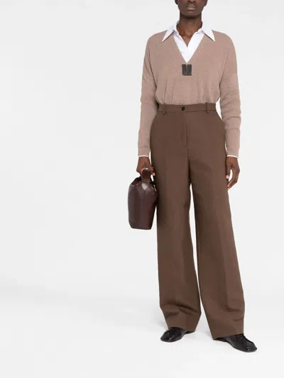 The Row Hose Wide-leg Trousers In Brown