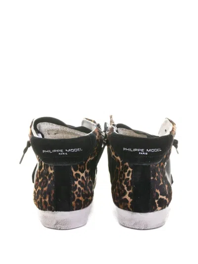 Philippe Model Leopard-print High-top Sneakers In Black