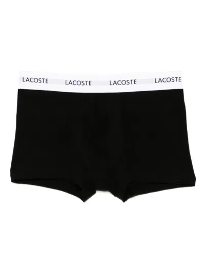 Lacoste Core Essentials Assorted 3-pack Stretch Cotton Boxer Briefs In Black