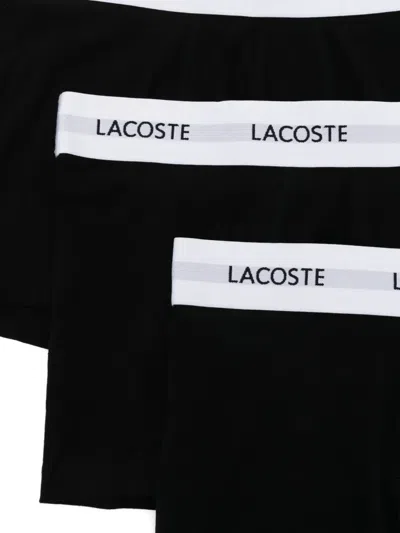 Lacoste Core Essentials Assorted 3-pack Stretch Cotton Boxer Briefs In Black