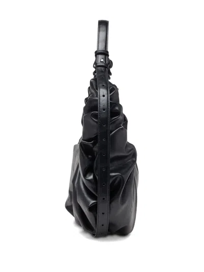 Diesel Grab-d L-large Scrunched Hobo Bag In Shiny Pu In Black