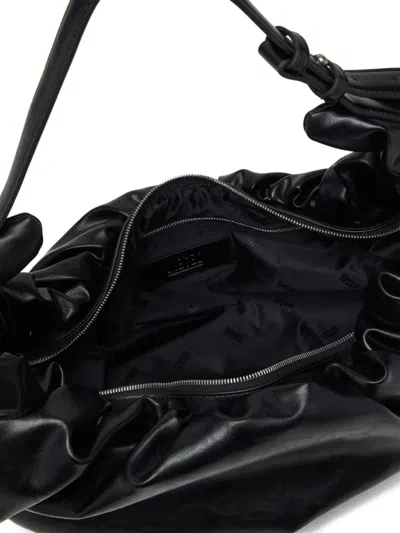 Diesel Grab-d L-large Scrunched Hobo Bag In Shiny Pu In Black