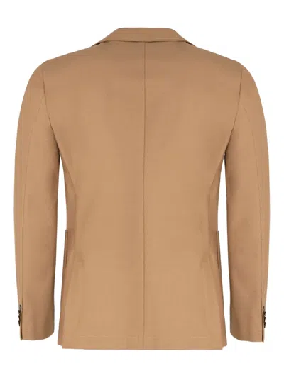 Hugo Boss Boss Single-breasted Two-button Jacket In Brown