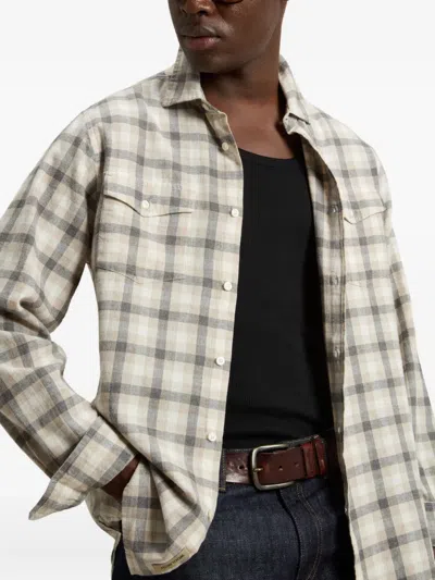 Woolrich Check-pattern Pocket Shirt In Neutral
