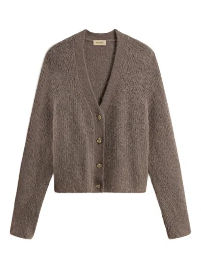 Woolrich Garment-dyed Cardigan In Alpaca And Wool Blend In Brown