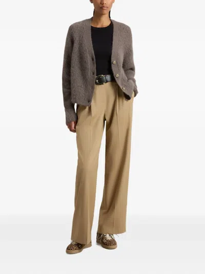 Woolrich Garment-dyed Cardigan In Alpaca And Wool Blend In Brown