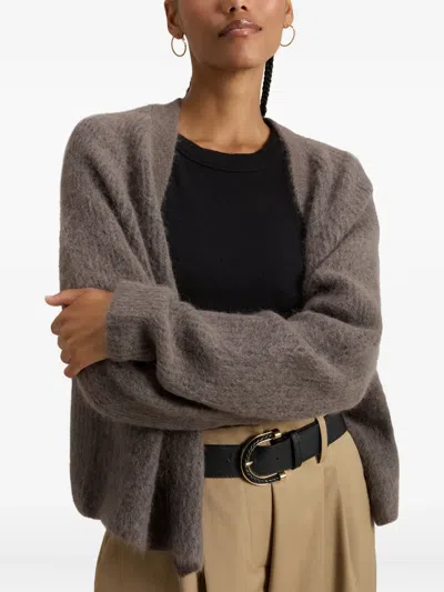 Woolrich Garment-dyed Cardigan In Alpaca And Wool Blend In Brown